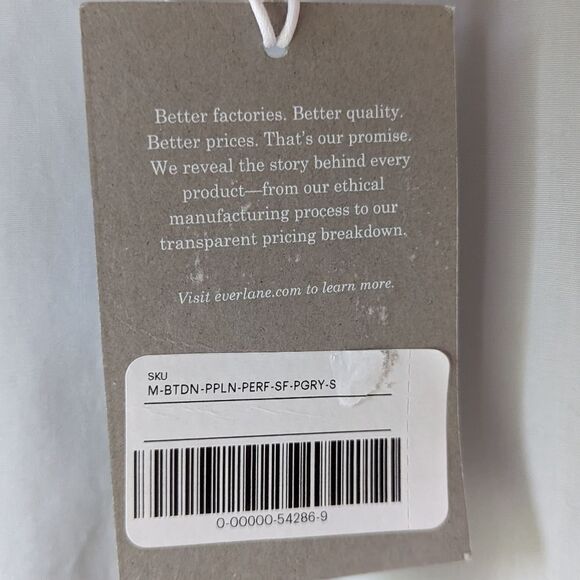 NWT Everlane Men's Poplin‎ Slim Fit Button Down Dress Shirt in Gray sz S - Picture 5 of 7